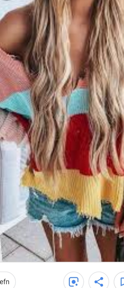 Shefn V-neck Striped Rainbow Colored Sweater